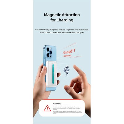 УМБ USAMS Magnetic Wireless10000mAh US-CD173 PB64 |1USB/1Type-C/1Lightning, 20W/3A, PD/QC|