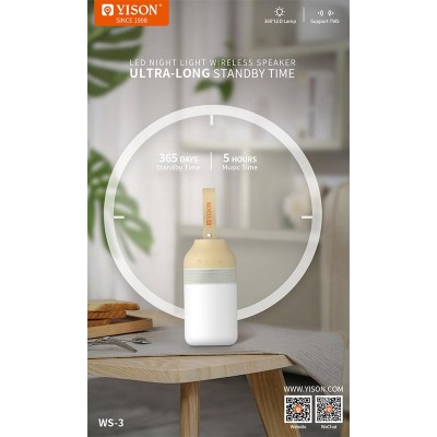 Акустика YISON TWS LED Night Light WS-3 |AUX/USB/BT, 3W|