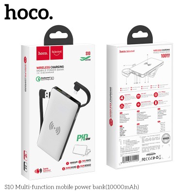 УМБ Hoco wireless Multi-function S10 10000mah |1USB/1Type-C, PD/QC, Lightning cable|