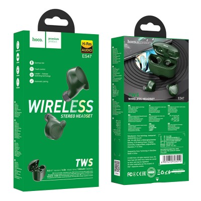 Навушники Bluetooth HOCO Shelly TWS wireless BT headset Hi-Res ES47 |BT5.0, 300nAh, 4.5Hours|