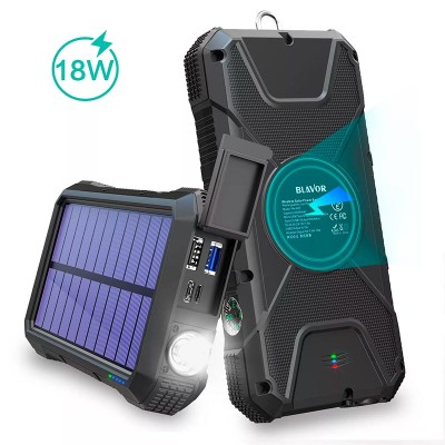 УМБ Solar power bank 20000mAh PN-W12 IPX4 |2USB/Type-C, 18W/3A, PD/QC, Qi|