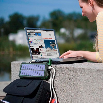 УМБ Solar power bank 20000mAh PN-W12 IPX4 |2USB/Type-C, 18W/3A, PD/QC, Qi|