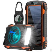 УМБ Solar power bank with LED light 20000mAh PN-W20S IPX4 |2USB/Type-C, 18W/3A, PD/QC, Qi|