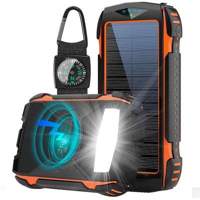 УМБ Solar power bank with LED light 20000mAh PN-W20S IPX4 |2USB/Type-C, 18W/3A, PD/QC, Qi|