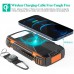УМБ Solar power bank with LED light 20000mAh PN-W20S IPX4 |2USB/Type-C, 18W/3A, PD/QC, Qi|
