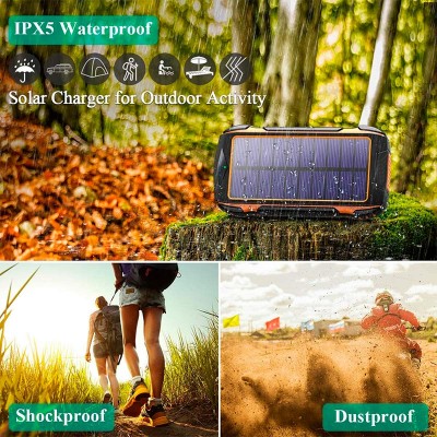 УМБ Solar power bank with LED light 20000mAh PN-W20S IPX4 |2USB/Type-C, 18W/3A, PD/QC, Qi|