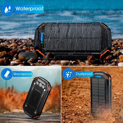 УМБ Solar power bank 20000mAh PN-W23 IPX4 |2USB/Type-C/lightning, 15W/3A, Qi|