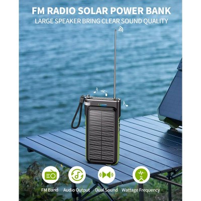 УМБ Solar power bank FM radio Wireless charger 20000mAh PN-W26 IPX4 |1USB/Type-C, 15W/3A, Qi|