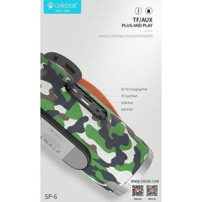 Акустика CELEBRAT TWS SP-6 |AUX/USB/TF/FM/BT5.0, 5W*2|