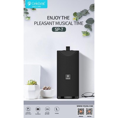 Акустика CELEBRAT TWS SP-7 |AUX/USB/TF/FM/BT5.0, 5W, 360°|