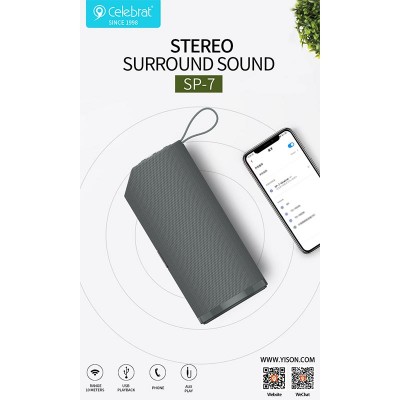 Акустика CELEBRAT TWS SP-7 |AUX/USB/TF/FM/BT5.0, 5W, 360°|