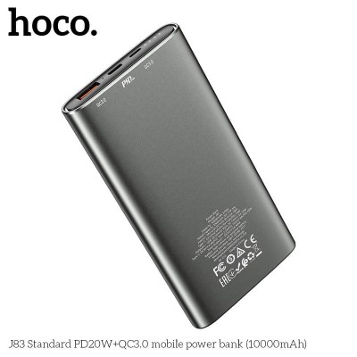 УМБ HOCO Standard mobile power bank J83 10000mah |1USB/1Type-C, 20W, 3A, QC/PD|