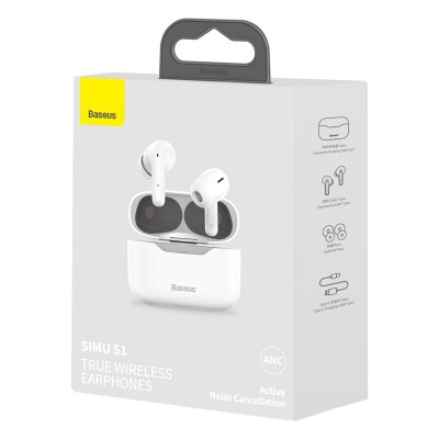 Навушники Bluetooth BASEUS SIMU ANC True Wireless Earphone S1 |BT5.1, 40/380mAh, 4.5/24Hours| (NGS1-02)