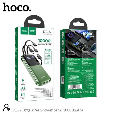УМБ HOCO large screen power bank DB07 10000mAh |1USB, 2A, Lightning,Type-C, Micro USB Cable|