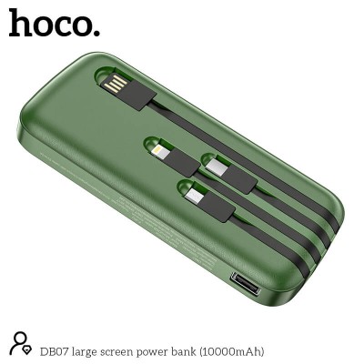 УМБ HOCO large screen power bank DB07 10000mAh |1USB, 2A, Lightning,Type-C, Micro USB Cable|