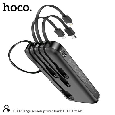 УМБ HOCO large screen power bank DB07 10000mAh |1USB, 2A, Lightning,Type-C, Micro USB Cable|