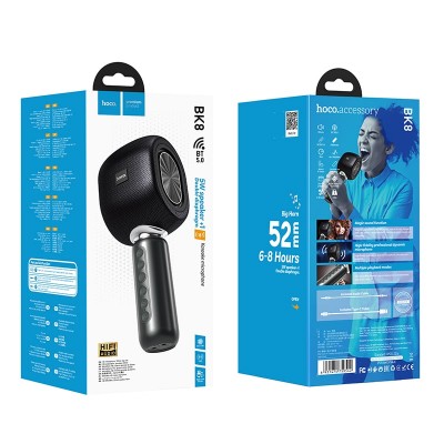 Караоке мікрофон HOCO Cool Hi k song microphone BK8 |BT5.0, TWS, AUX/TF, DSP, 5W, 6-8h|