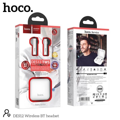 Навушники Bluetooth Hoco True wireless BT headset DES12 |BT5.0, 30/350mAh, 2.5-3h|
