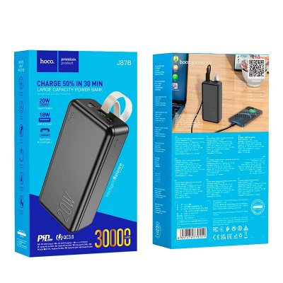 УМБ HOCO Tacker power bank J87B 30000mAh |2Type-C/1USB, QC/PD, 20W/3A|