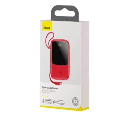 УМБ BASEUS Q Pow Digital Display 10000mah (With Type-C) |3A, 15W, 2USB/1Lightning/1Type-C| (PPQD-A09