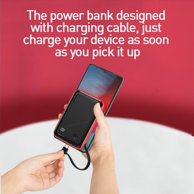 УМБ BASEUS Mini S Digital Display 10000mah (With Type - C cable) |3A, 15W, 1USB/1Lightning/1Type-C| (PPXF-A09)