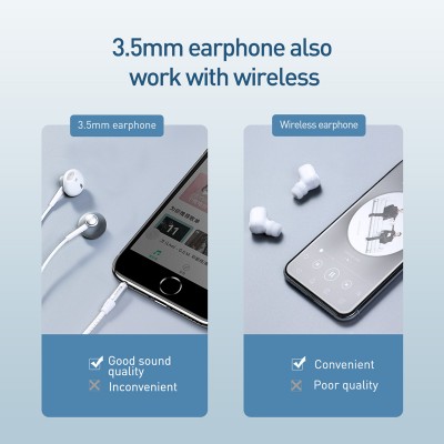 Адаптер для навушників BASEUS Audio Converter Wireless BA02 |BT5.0, 120mAh|