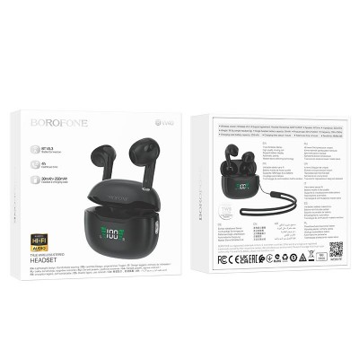 Навушники Borofone Gratified true wireless BT headset BW40 |BT5.3, 30/250mAh, 4h|