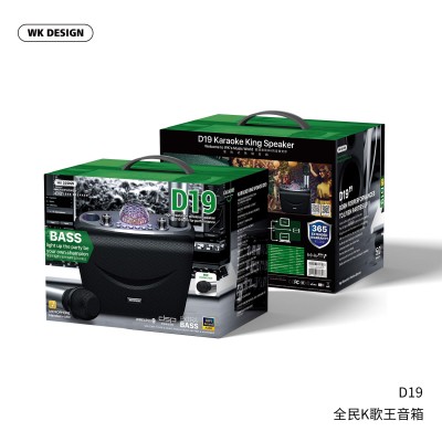 Акустика-караоке WK KTV Karaoke Speaker (Support Dual Microphones) D19 Mini |15+5W,BT5.0/TF, Duas DSP, 6-8h, 60M|