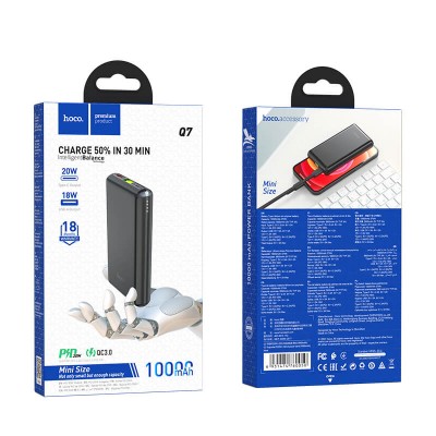 УМБ HOCO Exquisite power bank Q7 10000mah |1USB/1Type-C, 3A/20W, PD/QC|
