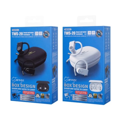 Навушники BLUETOOTH REMAX True Wirless Stereo Music Earbuds TWS-20 |BT5.0, IPX4, 100mAh, 12Hours|