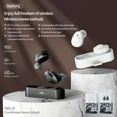 Навушники BLUETOOTH REMAX True Wirless Stereo Earbuds TWS-21 |BT5.0, 40mAh, 4Hours|