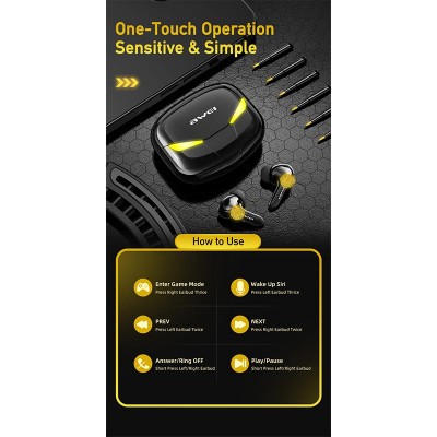 Навушники Bluetooth AWEI T35 Gaming TWS earphone |BT5.0, 35/400mAh, 5Hours|