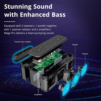 Акустика Tronsmart Mega Pro IPX5 |BT5.0, AUX/TF/USB, 60W, TWS, NFC, EQ, 10h Max|