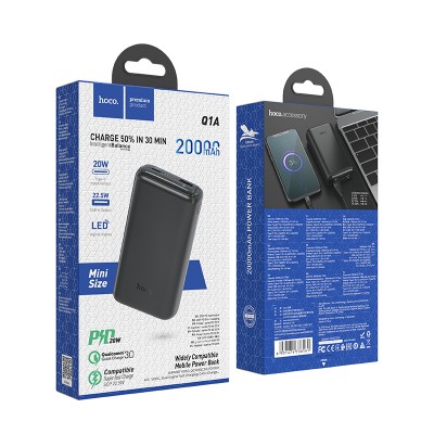 УМБ HOCO Kraft fully compatible power bank 20000mAh Q1a |1USB/1Type-C, 20W, PD/QC, 5A|