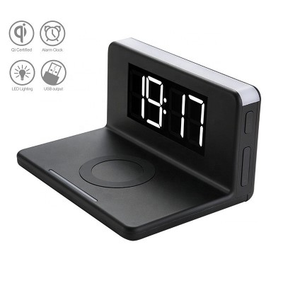 Настільні LED смарт-годинник with QI Charger 3 in 1 SY-W0241 |Alarm/Watch/Qi Charger, RGB Light, 10W|
