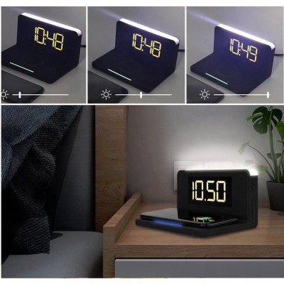 Настільні LED смарт-годинник with QI Charger 3 in 1 SY-W0241 |Alarm/Watch/Qi Charger, RGB Light, 10W|