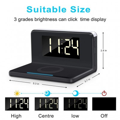 Настільні LED смарт-годинник with QI Charger 3 in 1 SY-W0241 |Alarm/Watch/Qi Charger, RGB Light, 10W|