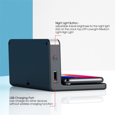 Настільні LED смарт-годинник with QI Charger 3 in 1 SY-W0241 |Alarm/Watch/Qi Charger, RGB Light, 10W|
