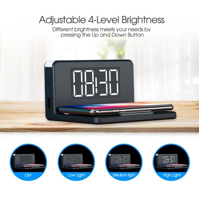 Настільні LED смарт-годинник with QI Charger 3 in 1 SY-W0241 |Alarm/Watch/Qi Charger, RGB Light, 10W|