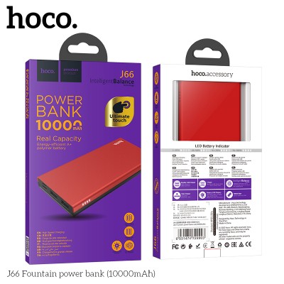 УМБ HOCO J66 Fountain power bank 10000mAh |2USB/Type-C, 2A|