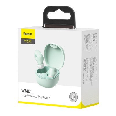 Навушники BLUETOOTH BASEUS Encok True Wireless Earphones WM01 |5Hours, BT5.0, 40mAh/300mAh| (NGWM01-04)