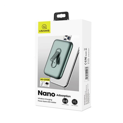 УМБ USAMS Wireless Charging Single USB With Phone Holder US-CD136 PB51 4000mAh |1USB/1Type-C, 2A, 5W Qi|