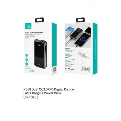 УМБ USAMS with Digital Display Fast Charge US-CD161 PB58 10000mAh |2USB/1Type-C, PD/QC, 3A/22.5W|