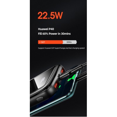 УМБ USAMS with Digital Display Fast Charge US-CD161 PB58 10000mAh |2USB/1Type-C, PD/QC, 3A/22.5W|
