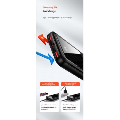 УМБ USAMS with Digital Display Fast Charge US-CD161 PB58 10000mAh |2USB/1Type-C, PD/QC, 3A/22.5W|