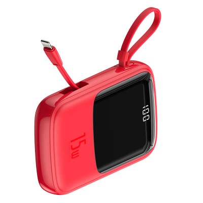 УМБ BASEUS with lightning cable Qpow Digital Display 10000mAh |2USB/Type-C/Lightning, 3A, 15W|