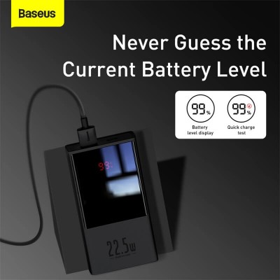 УМБ Baseus Super mini digital Display power bank 20000mAh |1USB/1Type-C, PD/QC,5A, 22.5W| (PPMN-B02)
