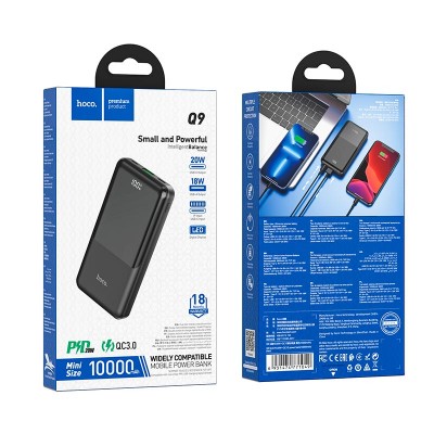 УМБ HOCO Shell power bank Q9 10000mah |1USB/Type-C/Lightning, QC/PD, 20W/5A|