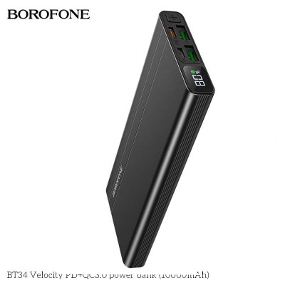 УМБ BOROFONE Velocity power bank with LED display 10000mAh BT34 |2USB/1Type-C, PD/QC, 18W, 3A|