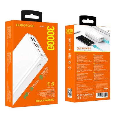 УМБ BOROFONE Rider fully compatible power bank 30000mAh BJ11 |4USB/2Type-C/1Lightning, PD/QC, 20W, 5A|